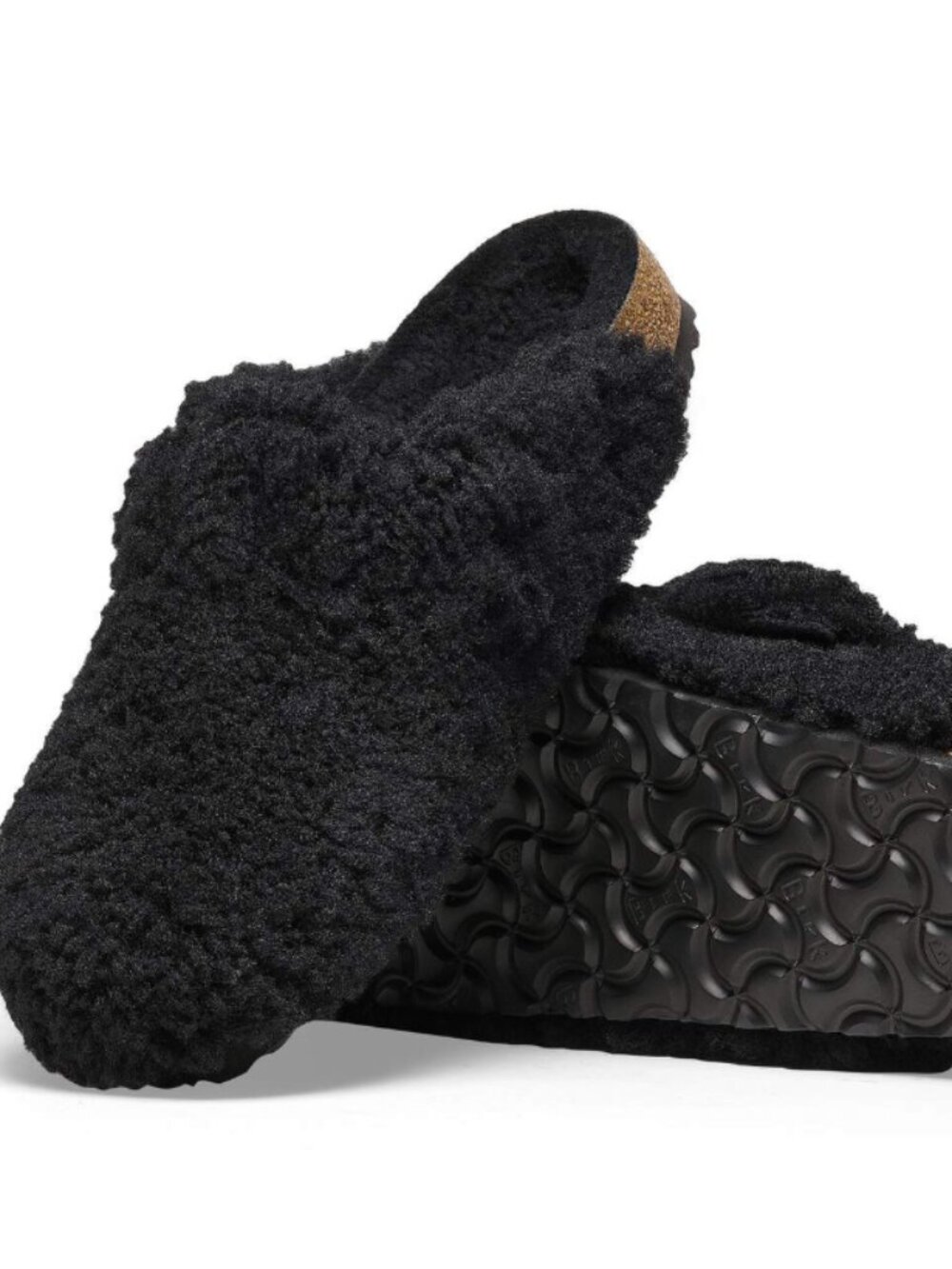 Birkenstock Boston Big Buckle Shearling Teddy Black Gold Narrow Width Clogs
